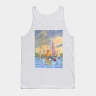 Sailing at Sunset Mt Desert Island Me; Sailboat; Sailing Maine Tank Top